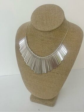 Silver Fringe Bib Necklace - Women Jewelry